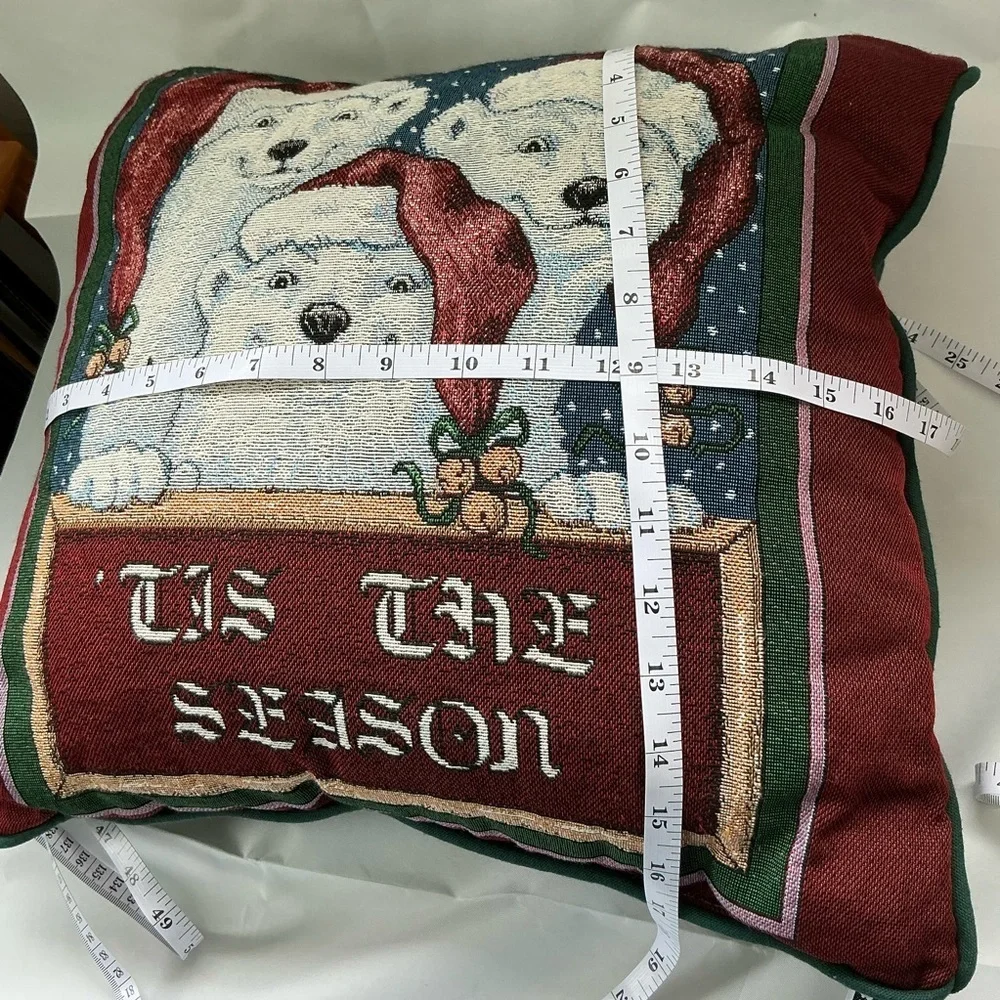 Coca Cola Tapestry Holiday Pillow With Santa Hat Polar Bears Tis The Season Text